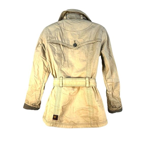 KHUJO womens sz S trench coat khaki beige‎ - Picture 6 of 10